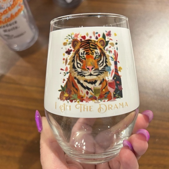 Tiger Design I Am The Drama Stemless Wine Glass - Picture 3 of 4